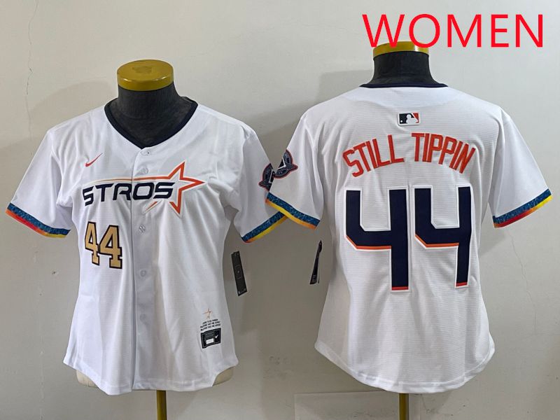 Women Houston Astros 44 Still Tippin White Four generations Joint Name 2025 Nike MLB Jersey style 3